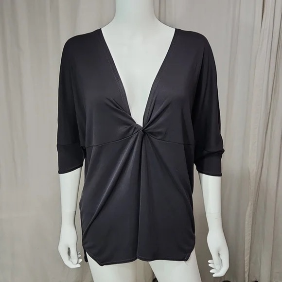 Anthropologie Silence & Noise Dolman Basic Black Twist Vneck Blouse M - Picture 1 of 3